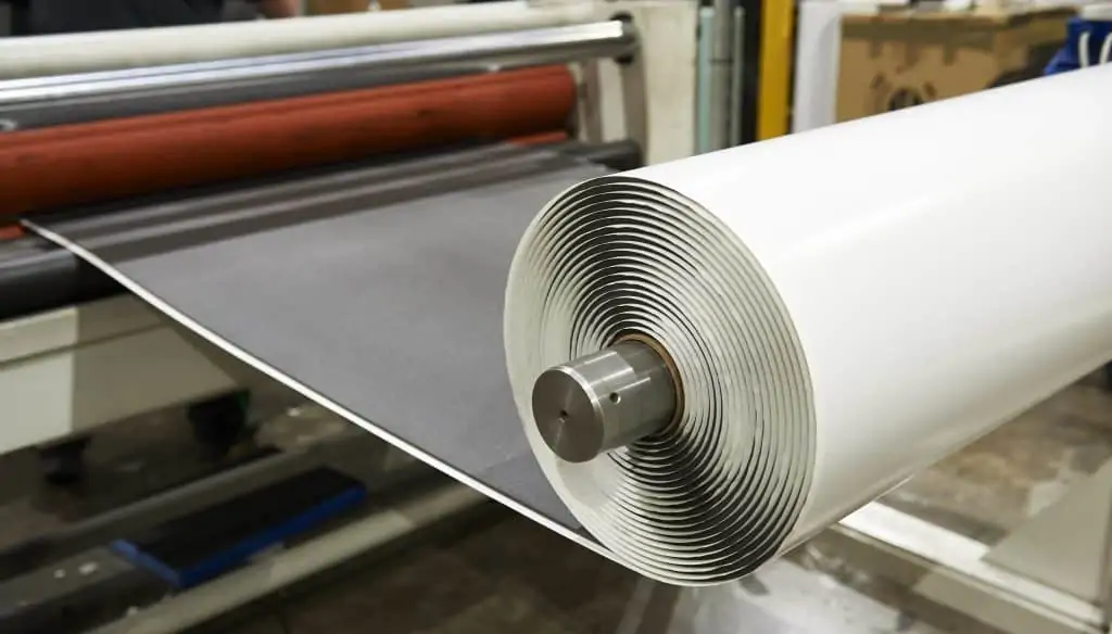 foam sheet roll going through a machine